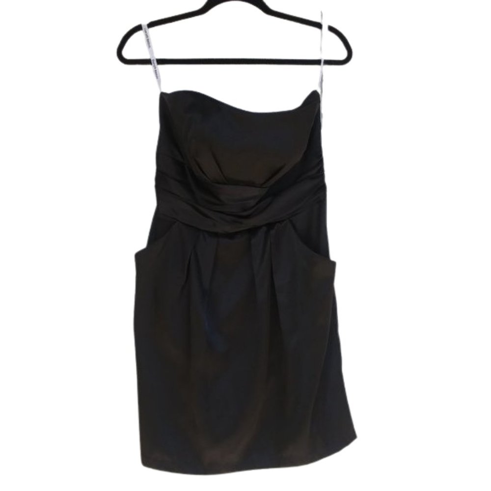 David's Bridal Black Strapless Dress With Pockets